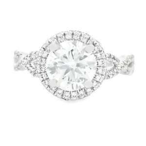 1.56ct Round Brilliant Cut Diamond 14k White Gold Twist Engagement Ring