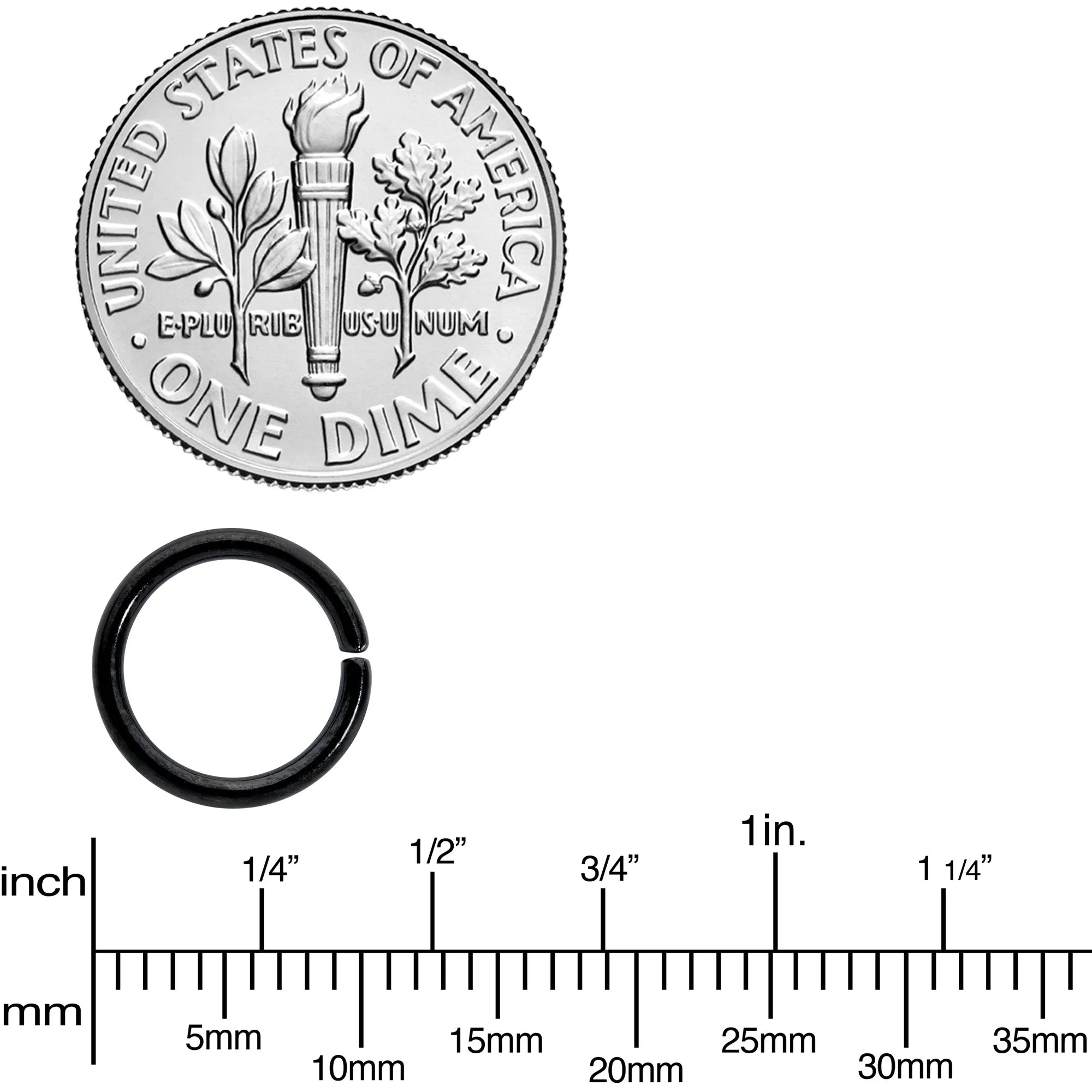 16 Gauge 5/16 Black Anodized Seamless Cartilage Ring Set of 12