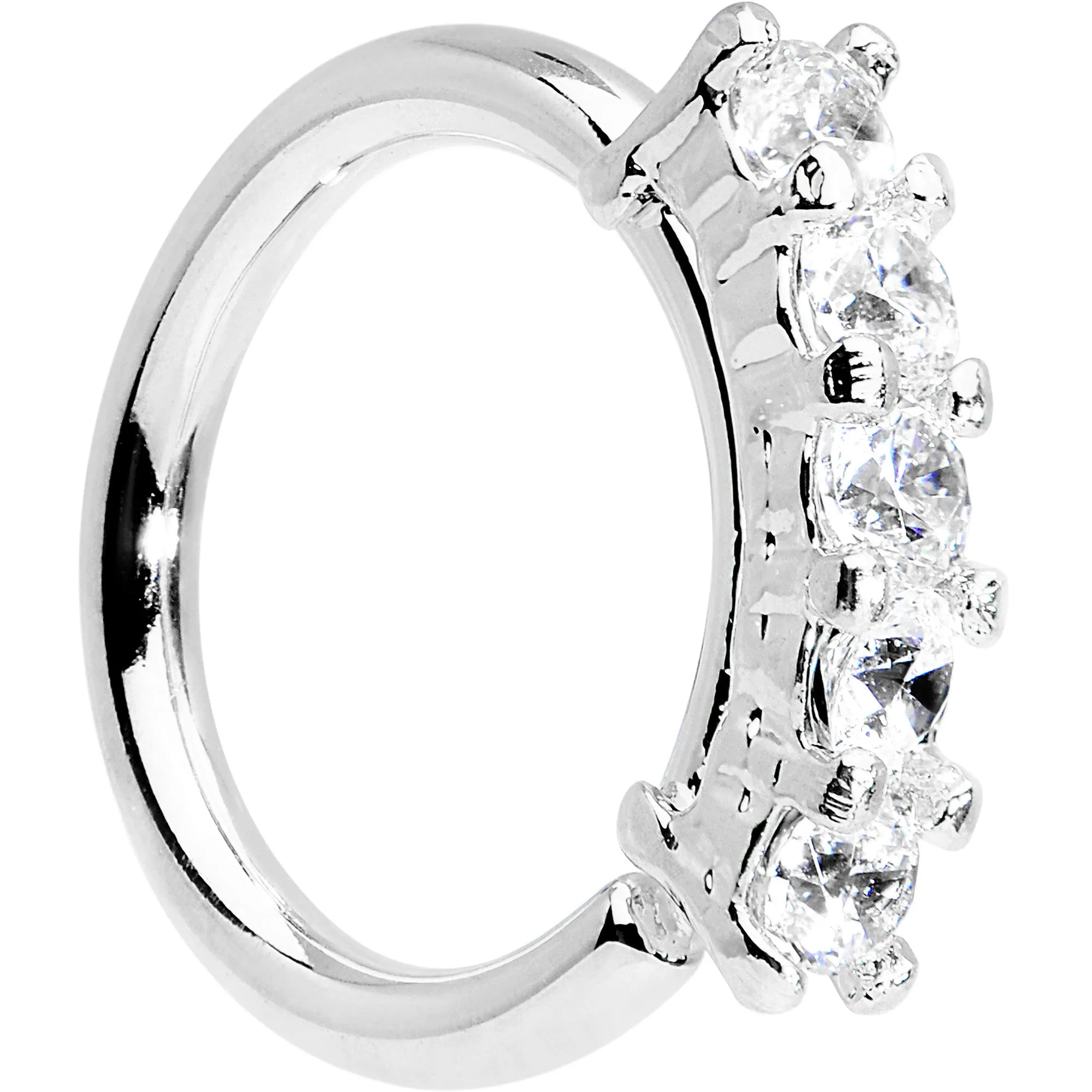 16 Gauge 5/16 Clear CZ Quintet Seamless Circular Ring