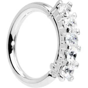 16 Gauge 5/16 Clear CZ Quintet Seamless Circular Ring