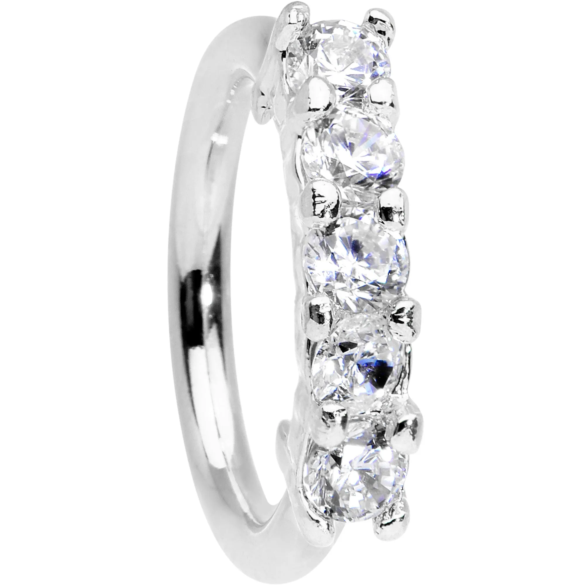 16 Gauge 5/16 Clear CZ Quintet Seamless Circular Ring