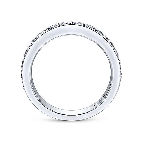 16-Stone Diamond Band with Milgrain Edging 14K White Gold