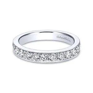 16-Stone Diamond Band with Milgrain Edging 14K White Gold