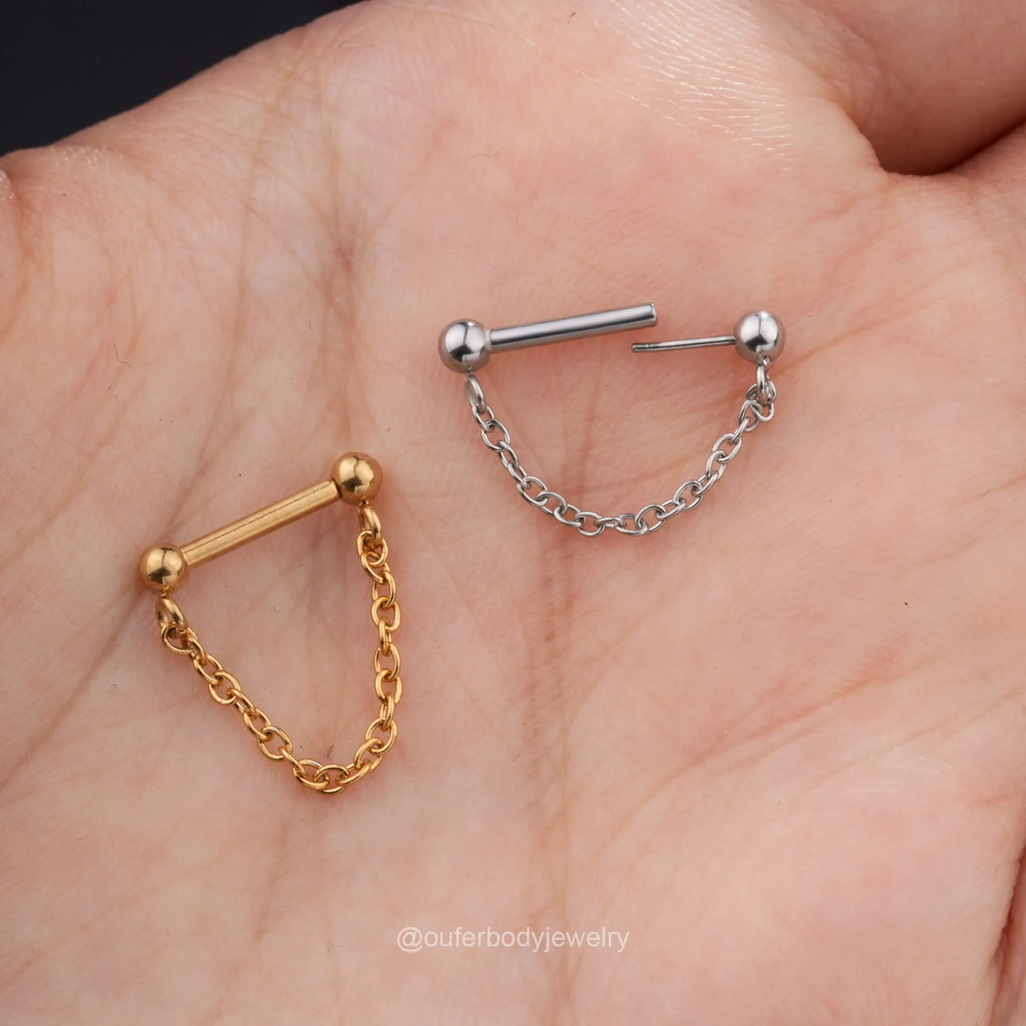 16G Threadless Push Pin Chain Style Septum Ring
