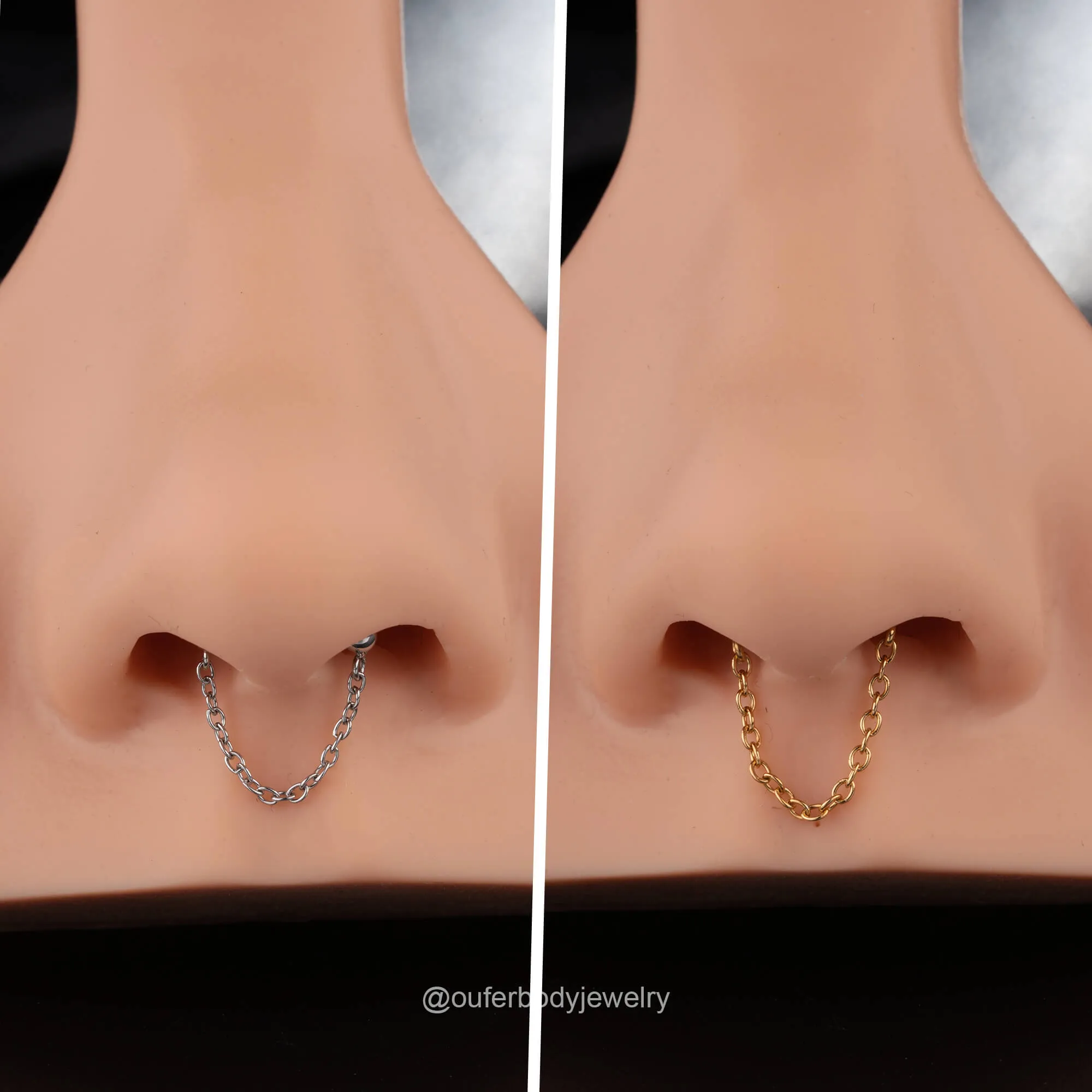 16G Threadless Push Pin Chain Style Septum Ring