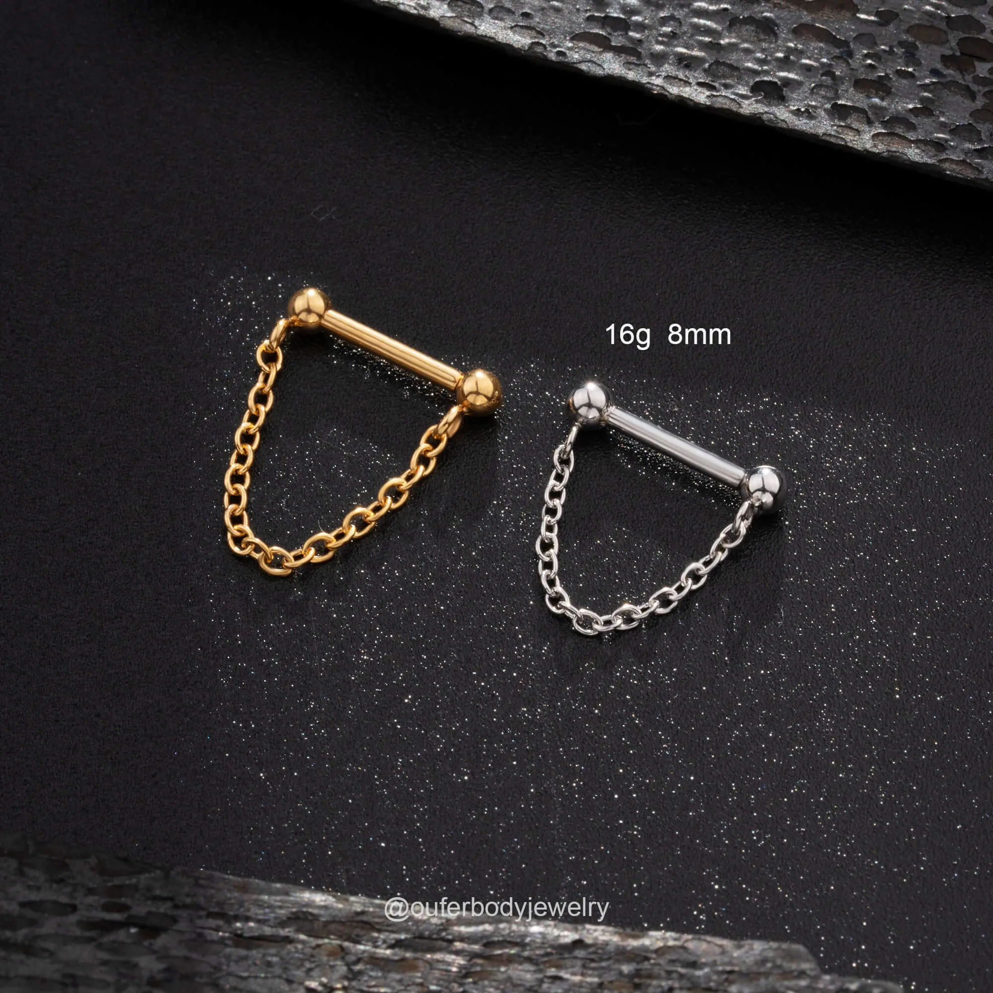 16G Threadless Push Pin Chain Style Septum Ring