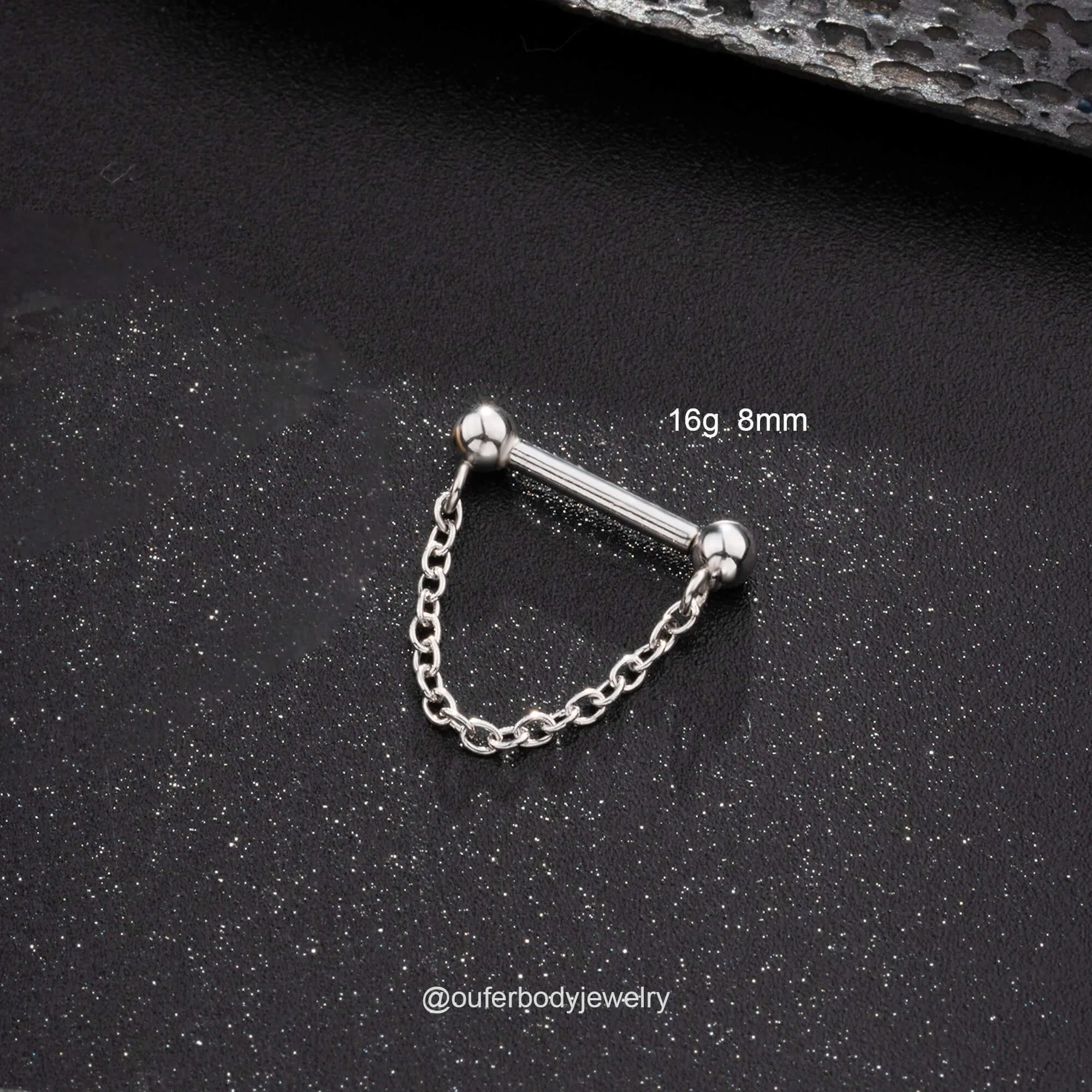 16G Threadless Push Pin Chain Style Septum Ring