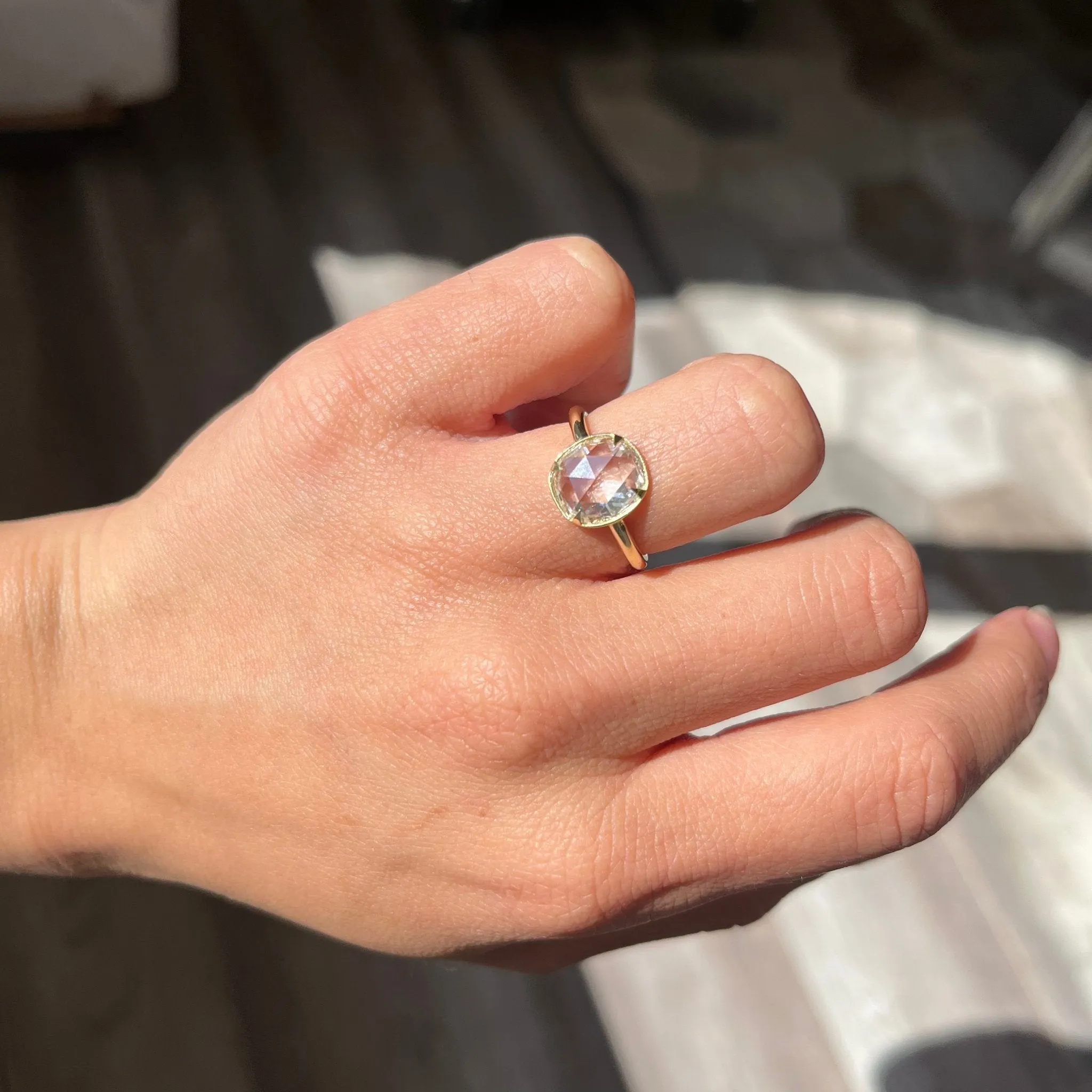 1.71ct Cushion Rose Cut Diamond Solitaire, GIA K VS2