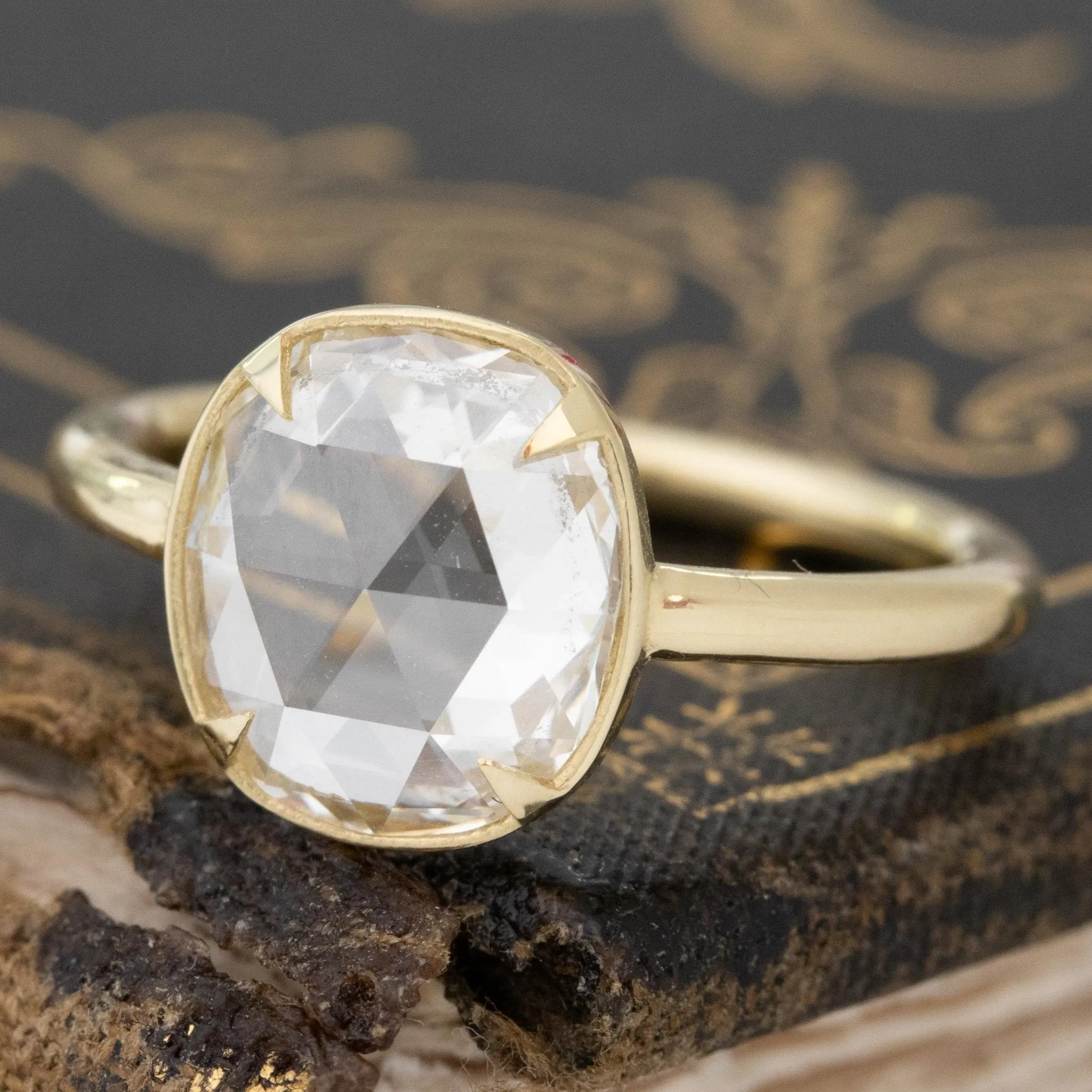 1.71ct Cushion Rose Cut Diamond Solitaire, GIA K VS2