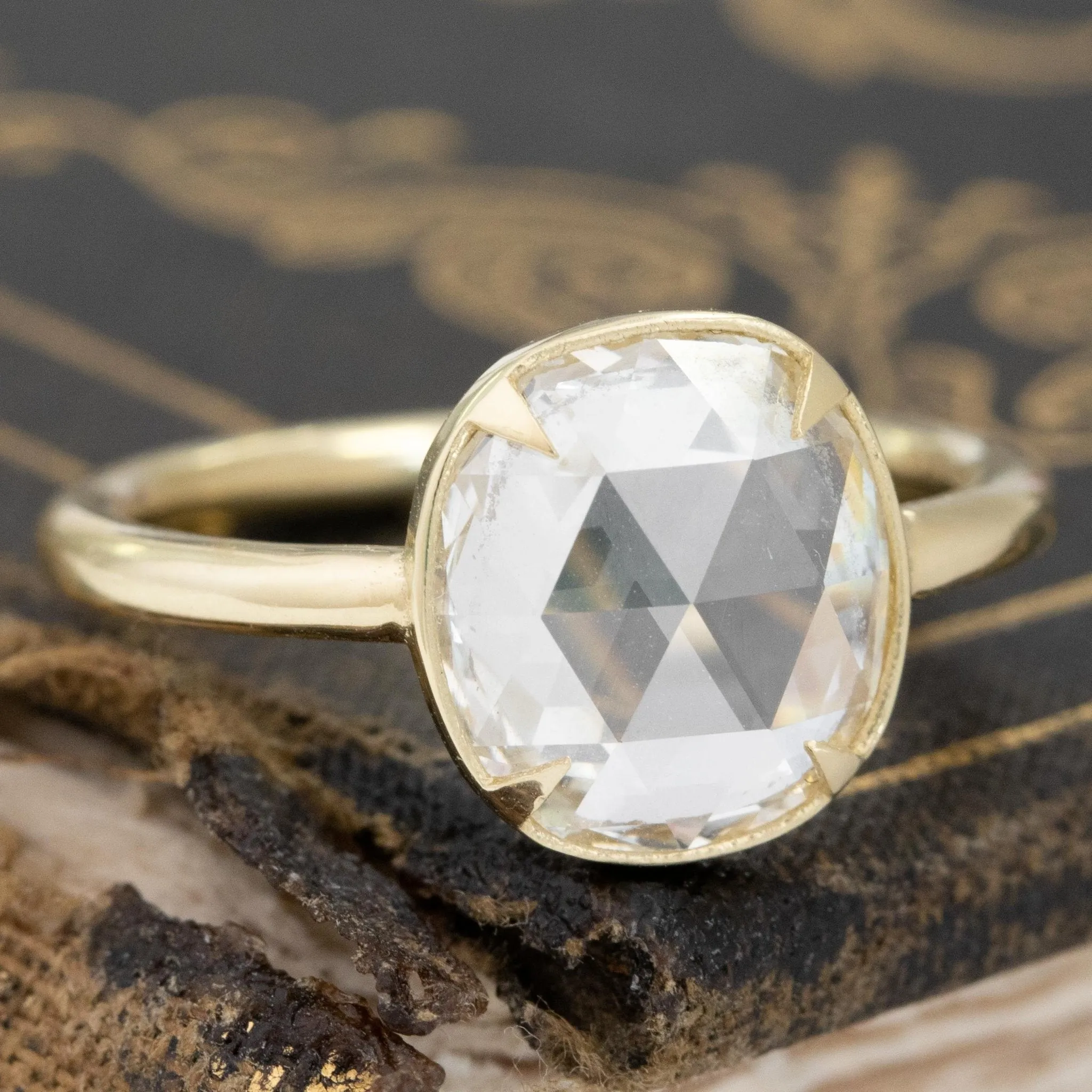 1.71ct Cushion Rose Cut Diamond Solitaire, GIA K VS2