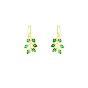 18 Karat Yellow Gold Leaf earrings with Emeralds