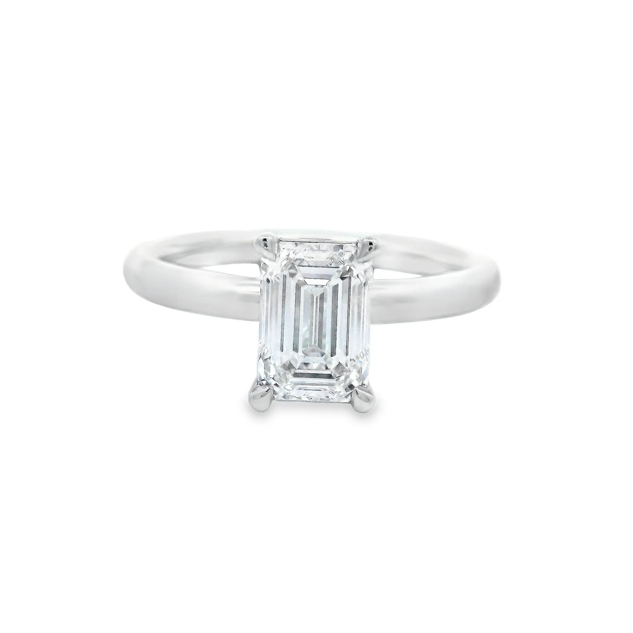 18ct White Gold 1.44ct Emerald Cut Lab Grown Diamond Solitaire Ring