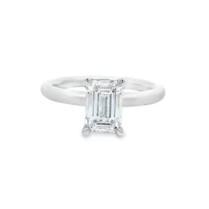 18ct White Gold 1.44ct Emerald Cut Lab Grown Diamond Solitaire Ring