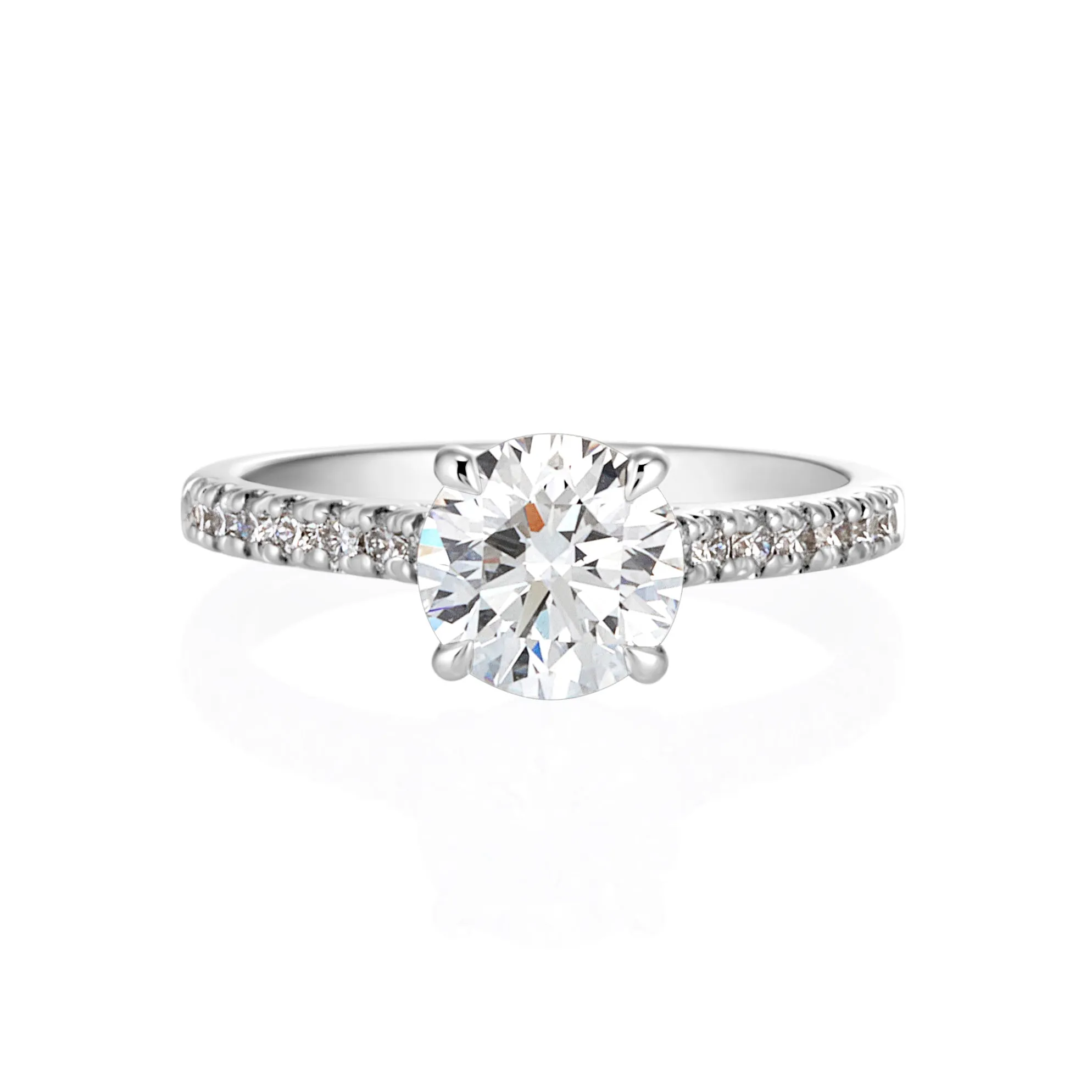 18ct White GoldRound Brilliant Lab Grown Diamond Engagement Ring with Shoulder Stones TDW= 0.81ct