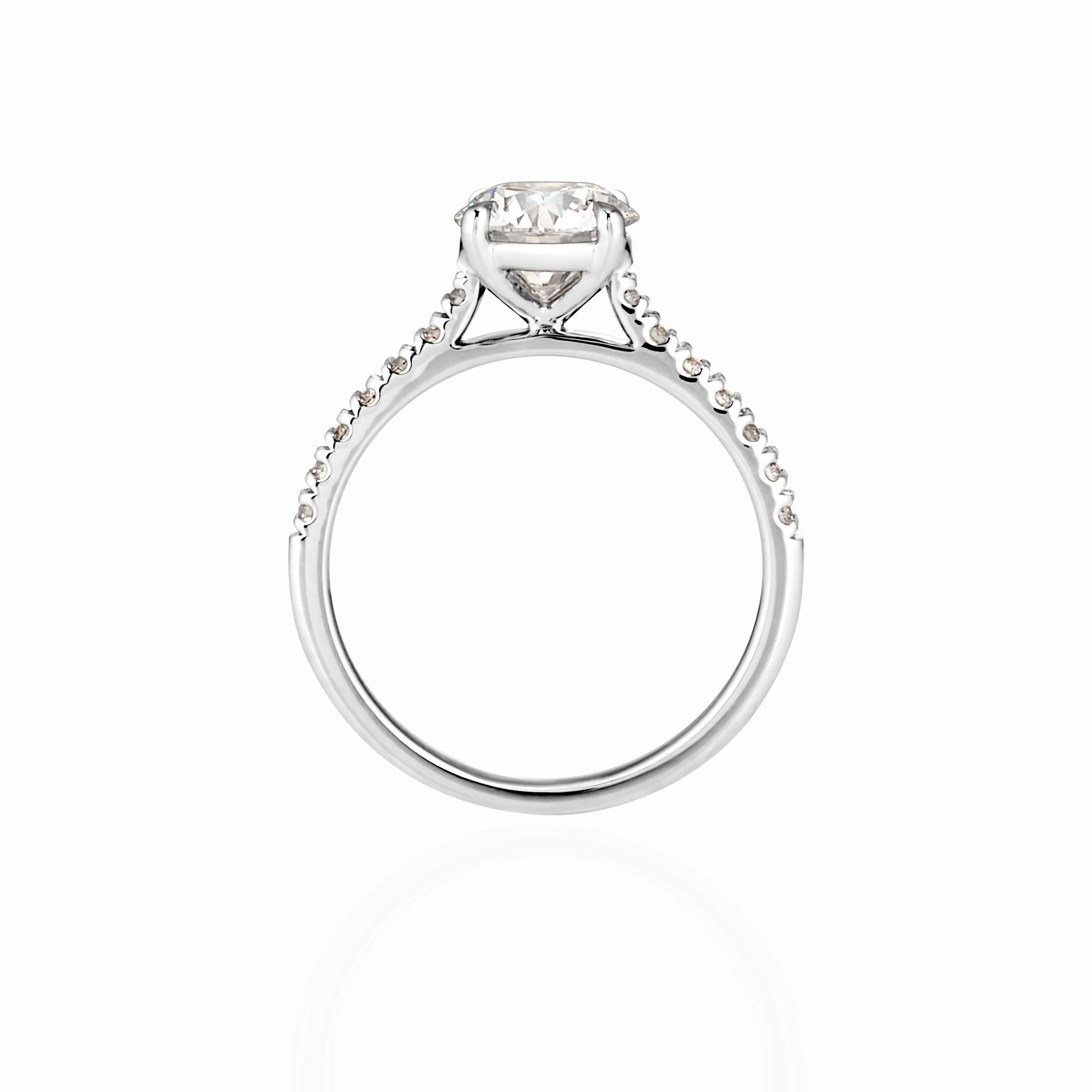 18ct White GoldRound Brilliant Lab Grown Diamond Engagement Ring with Shoulder Stones TDW= 0.81ct