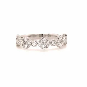 18K Diamond Cluster Band White Gold