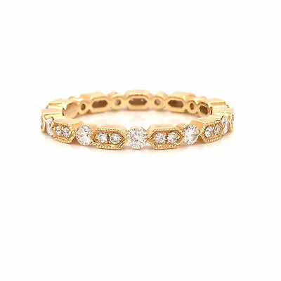 18K Diamond Miligrain Band Yellow Gold