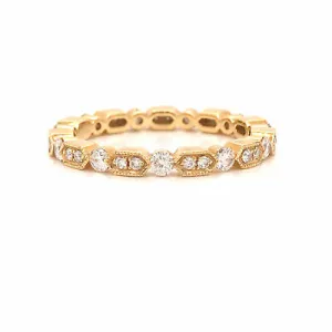 18K Diamond Miligrain Band Yellow Gold