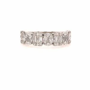 18K Multi Shape Diamond Cluster Band White Gold