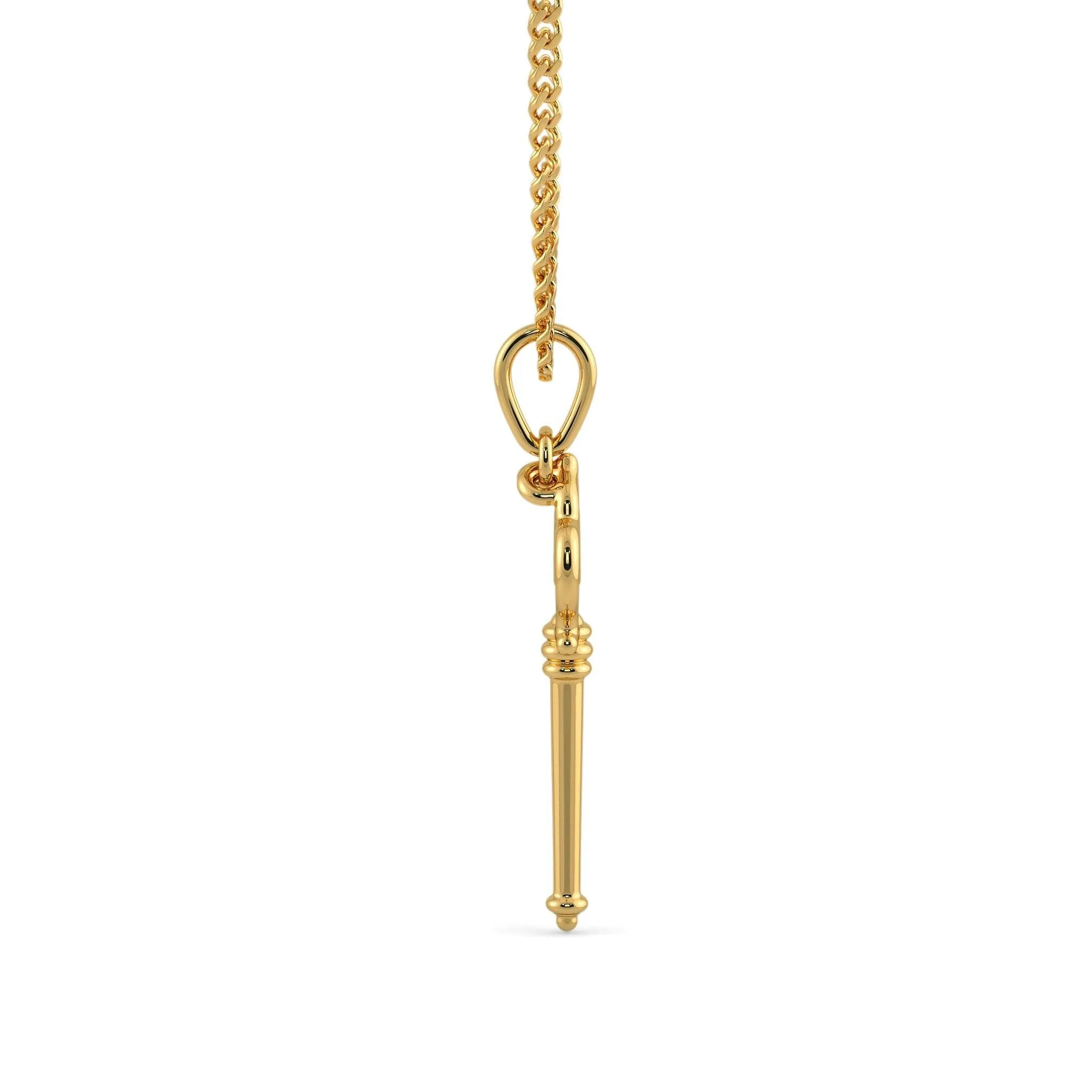 18k Solid Yellow Gold Handmade Skeleton Key Charm Pendant, Gold Pendant, Key Pendant