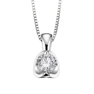 18K White Gold (0.15ct - 0.50ct) Half Moon Diamond Solitaire Pendant