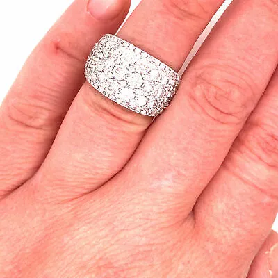 18K Wide Diamond Band White Gold