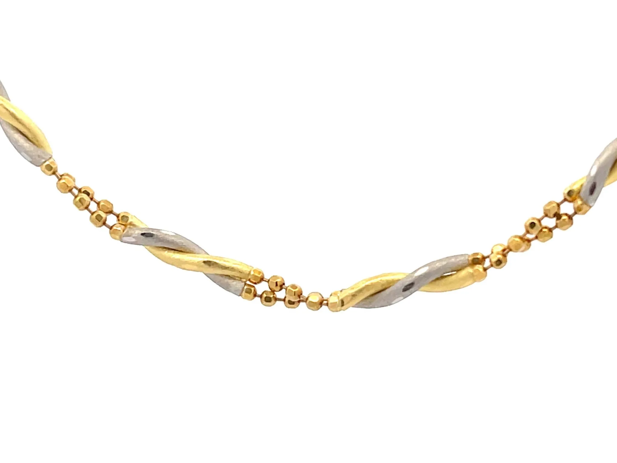 18k Yellow Gold and Platinum Chain Link Necklace