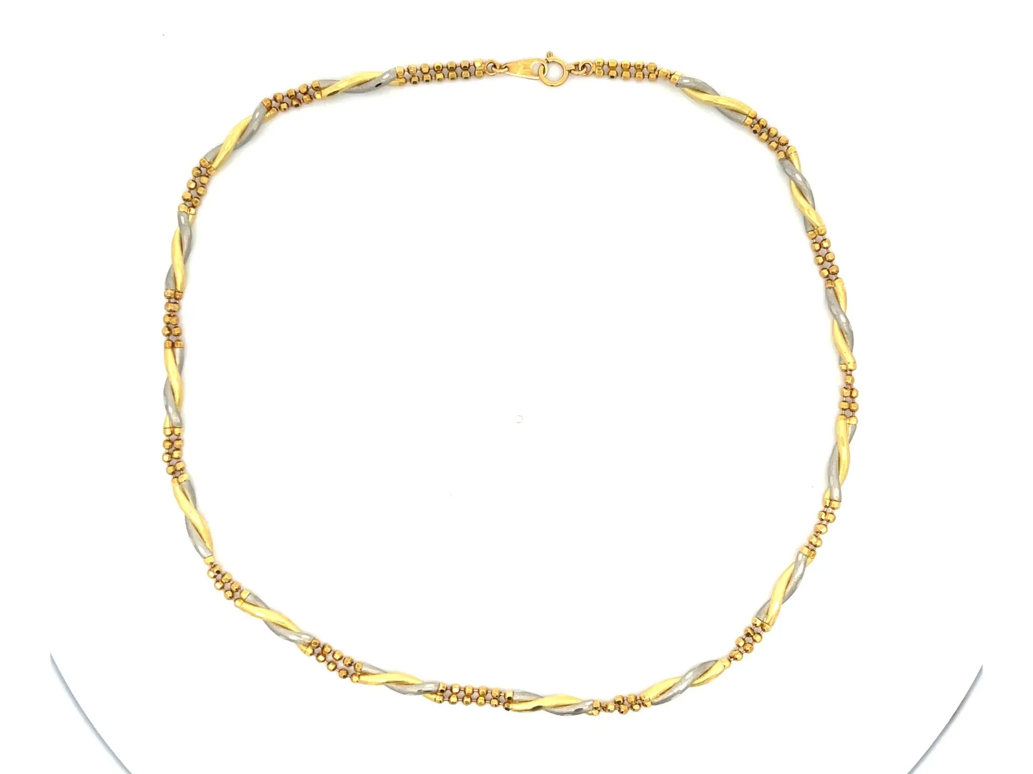 18k Yellow Gold and Platinum Chain Link Necklace