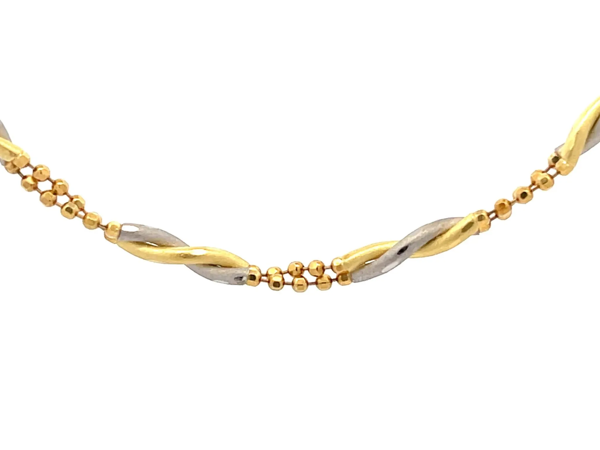 18k Yellow Gold and Platinum Chain Link Necklace