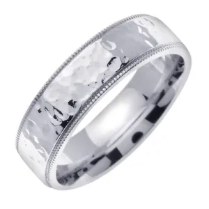 18K Yellow or White Hammer Finish Ring