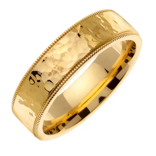 18K Yellow or White Hammer Finish Ring