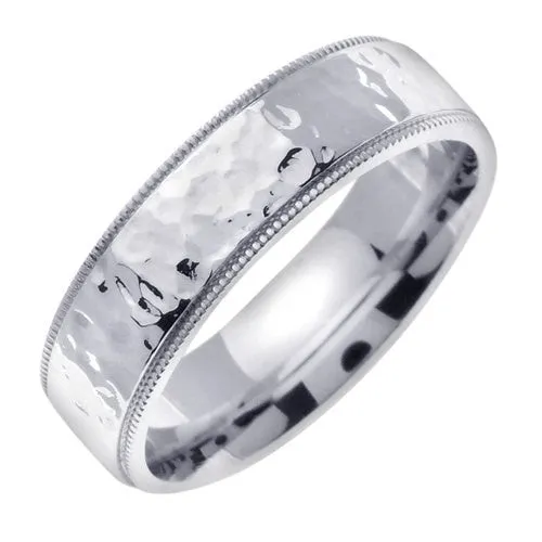 18K Yellow or White Hammer Finish Ring