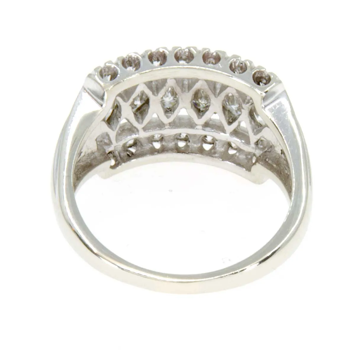 1950s Marquise & Round Diamond 3 Row Band Ring