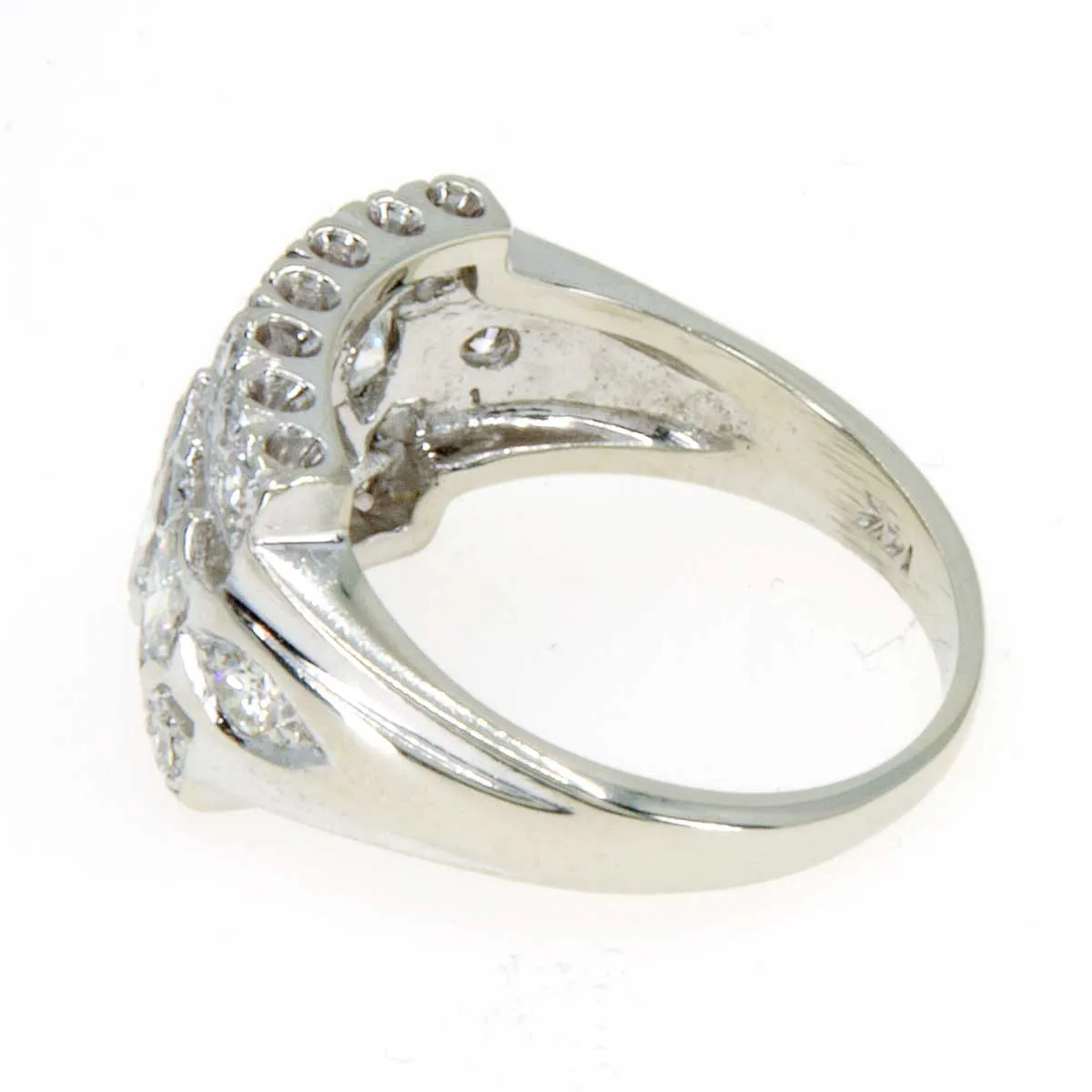 1950s Marquise & Round Diamond 3 Row Band Ring