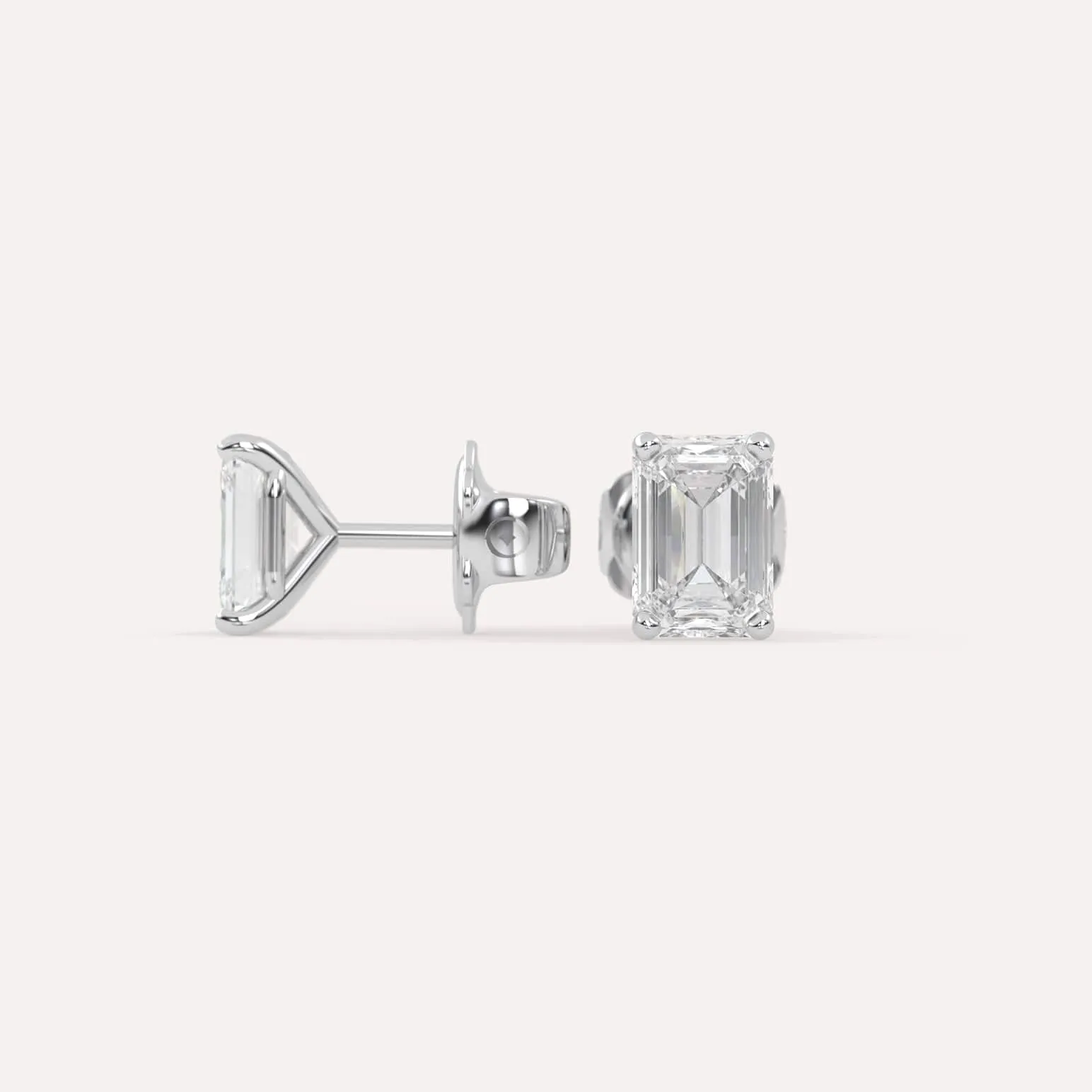 2 carat Emerald Diamond Stud Earrings