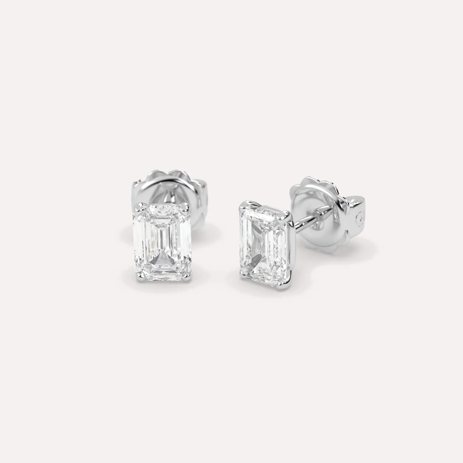 2 carat Emerald Diamond Stud Earrings
