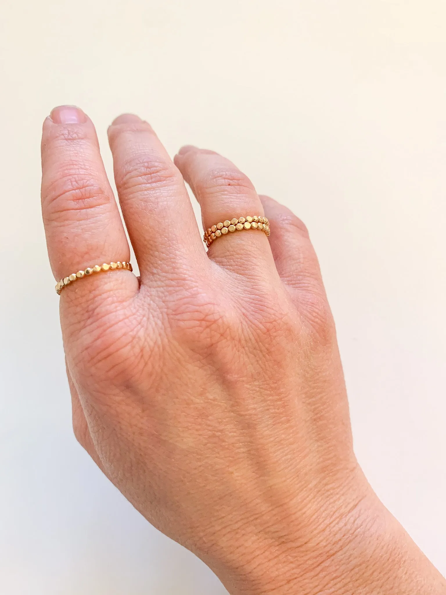 2 Ring Stack Set: Hammered Dot
