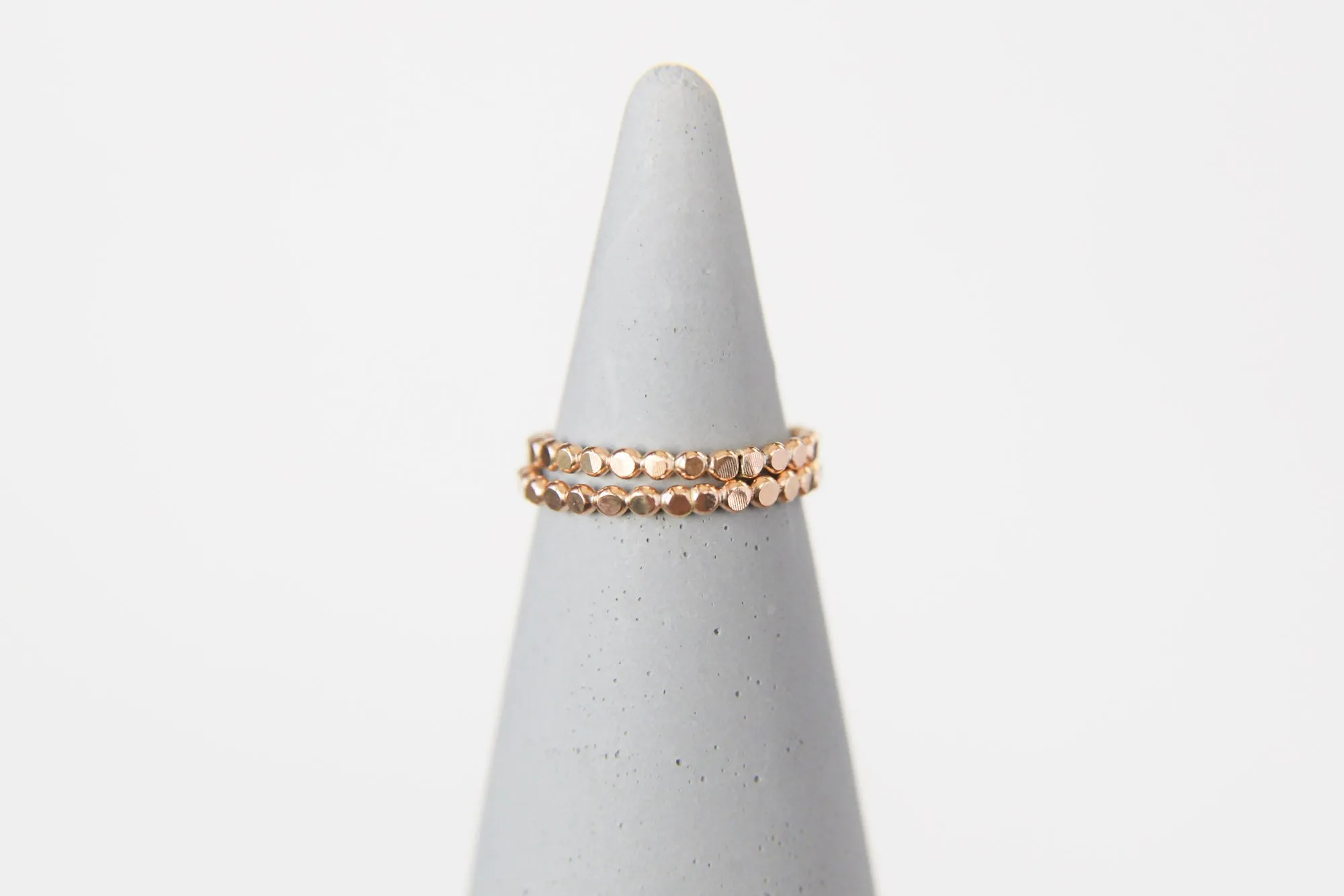 2 Ring Stack Set: Hammered Dot
