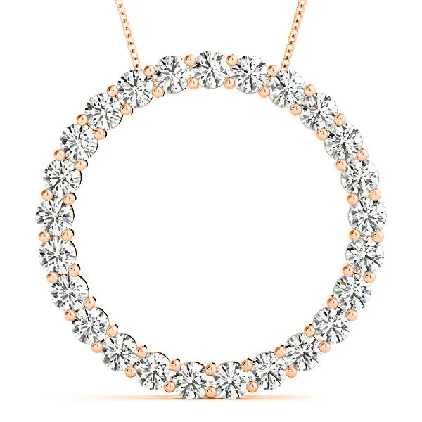 2.0 ctw Diamond Circle Necklace Pendant Shared Prong Set