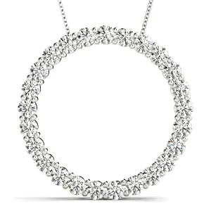 2.0 ctw Diamond Circle Necklace Pendant Shared Prong Set