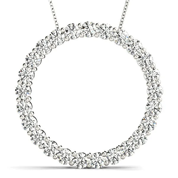 2.0 ctw Diamond Circle Necklace Pendant Shared Prong Set