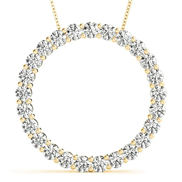 2.0 ctw Diamond Circle Necklace Pendant Shared Prong Set