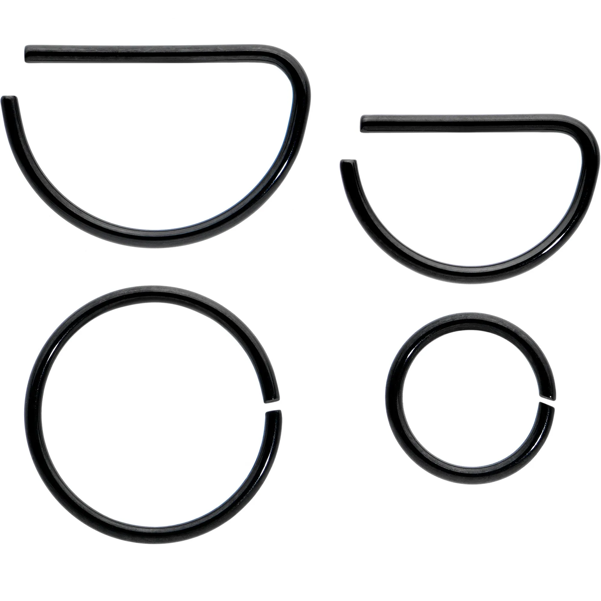 20 Gauge 12 Pack ASTM F-136 Implant Grade Titanium Nose Hoop D Shaped Septum Ring and Cartilage Ear Hoop Earring Set
