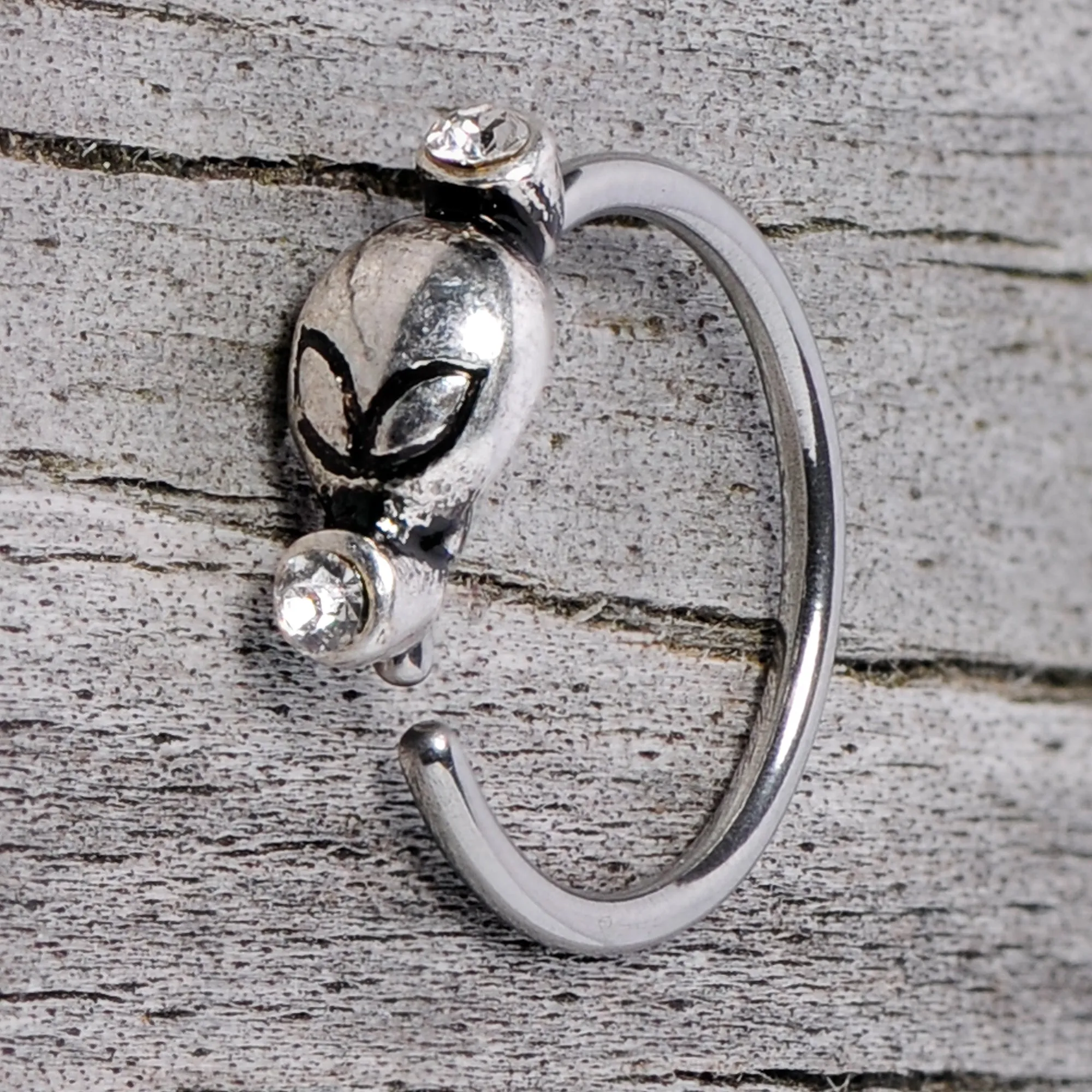 20 Gauge 5/16 Clear Gem Outer Space Alien Nose Hoop