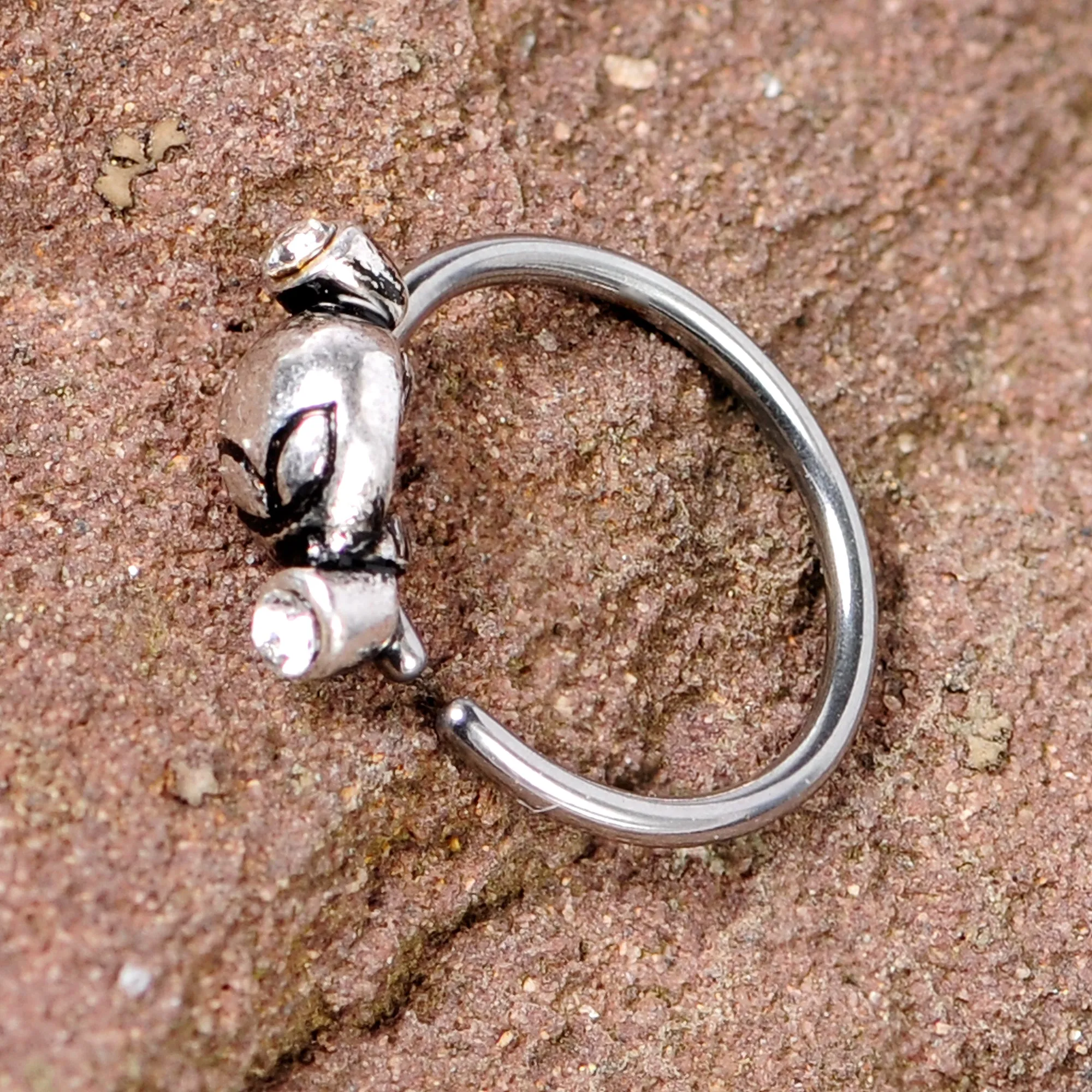 20 Gauge 5/16 Clear Gem Outer Space Alien Nose Hoop