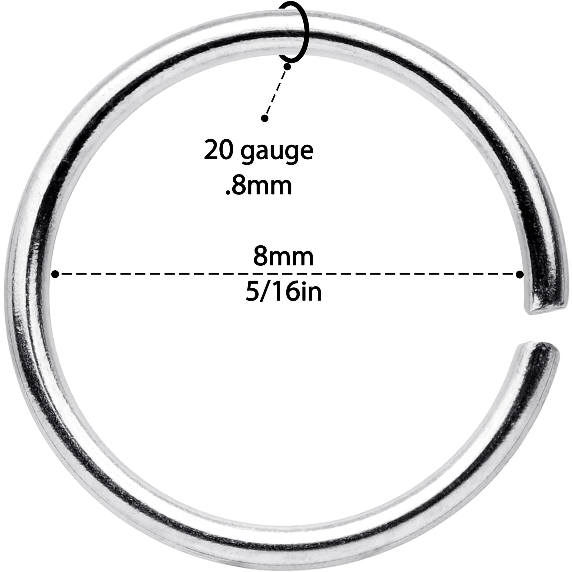 20 Gauge 5/16 Seamless Circular Ring Set of 12