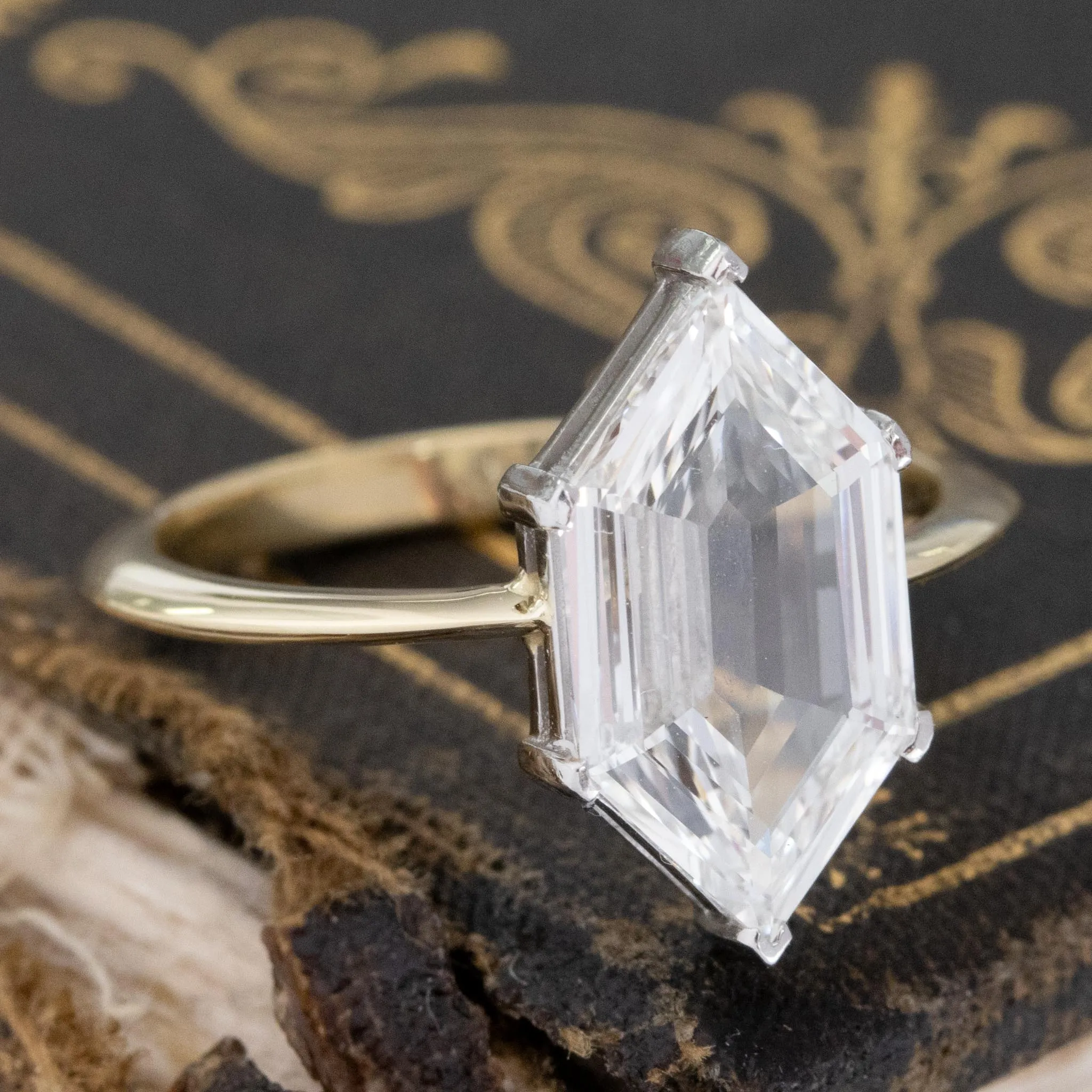 2.01ct Hexagonal Cut Diamond Solitaire, GIA H VS1