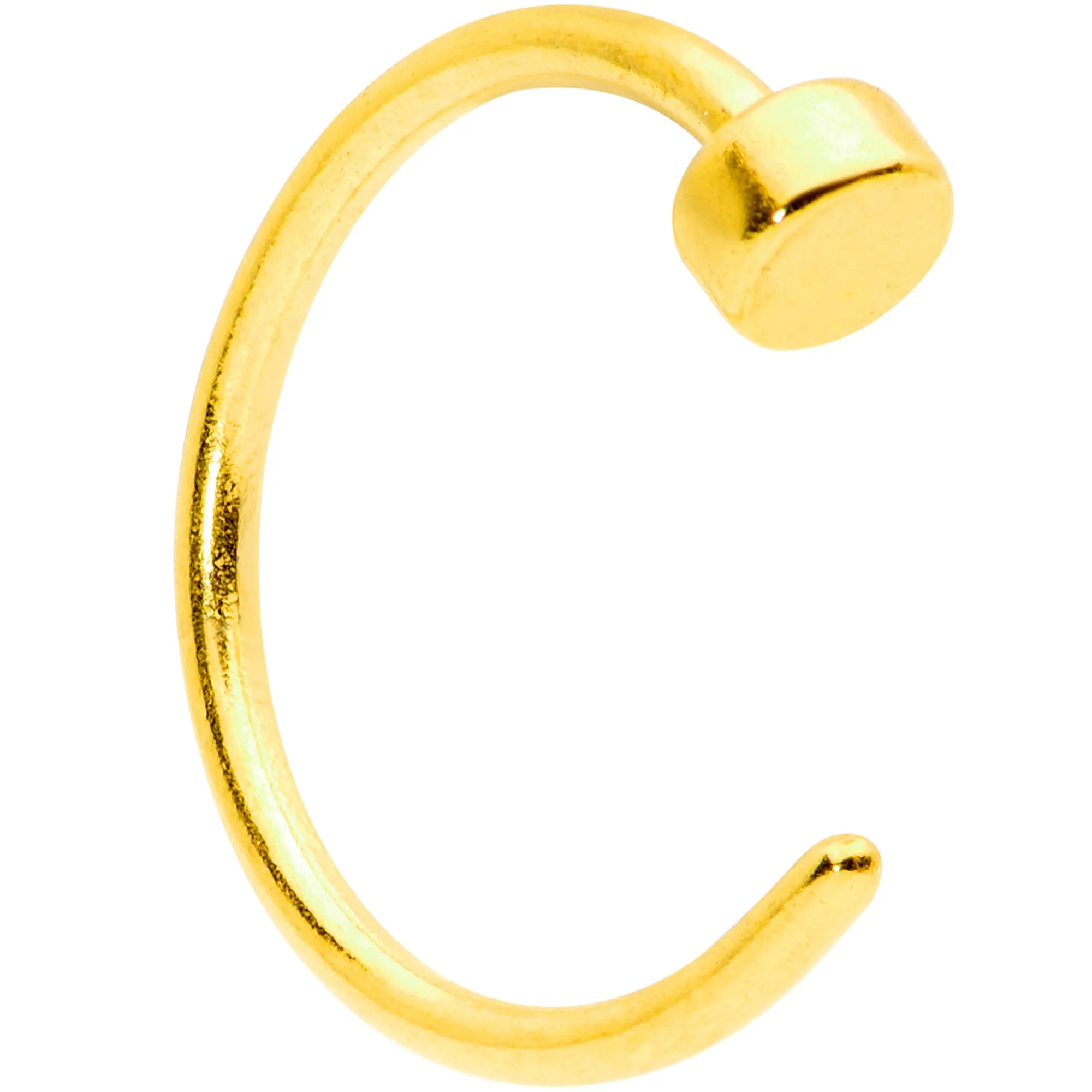 22 Gauge 1/4 Gold Tone Disc Nose Hoop