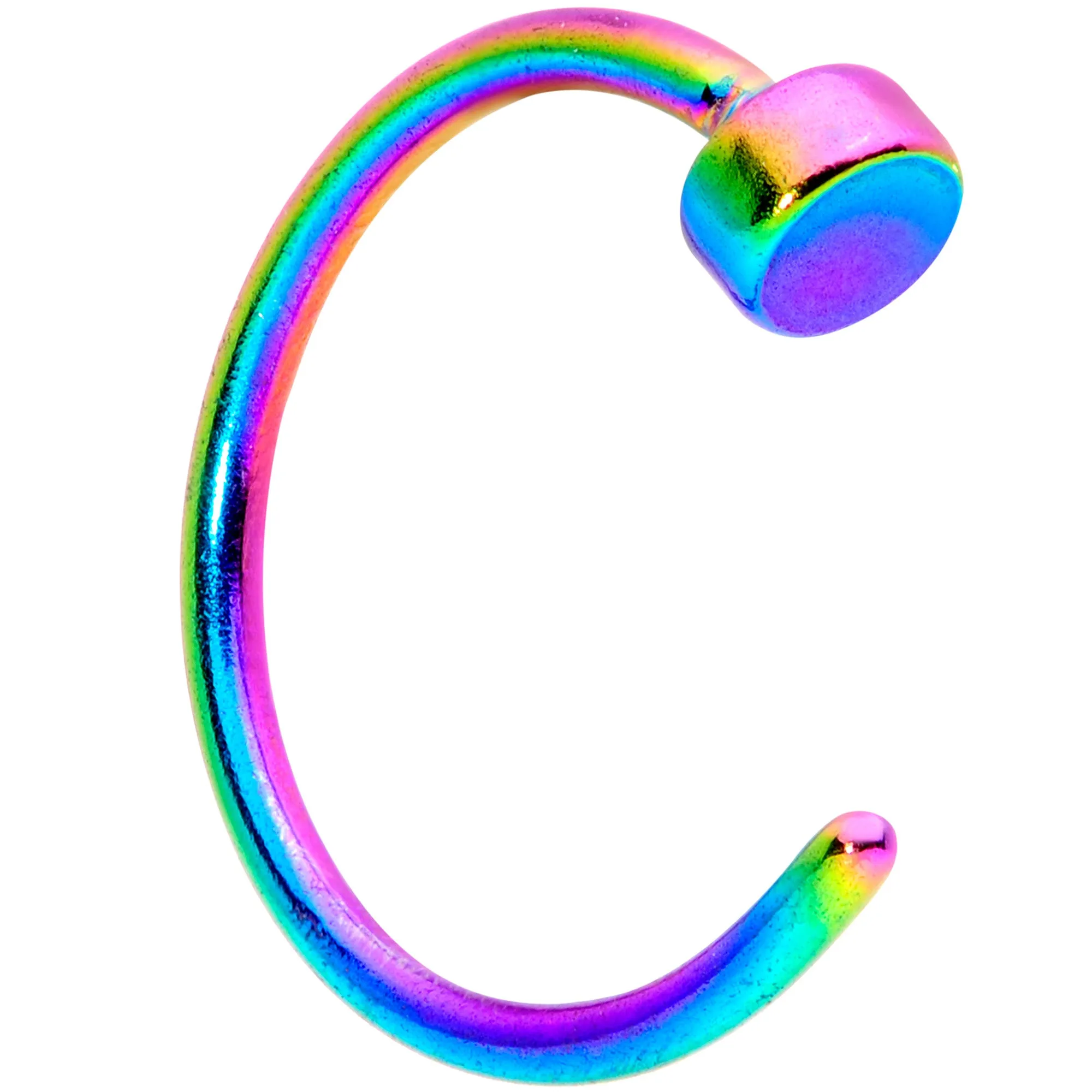 22 Gauge 1/4 Rainbow Disc Nose Hoop