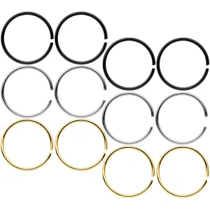 22 Gauge 5/16 Black Gold Tone Anodized Seamless Circular Ring Set of 12